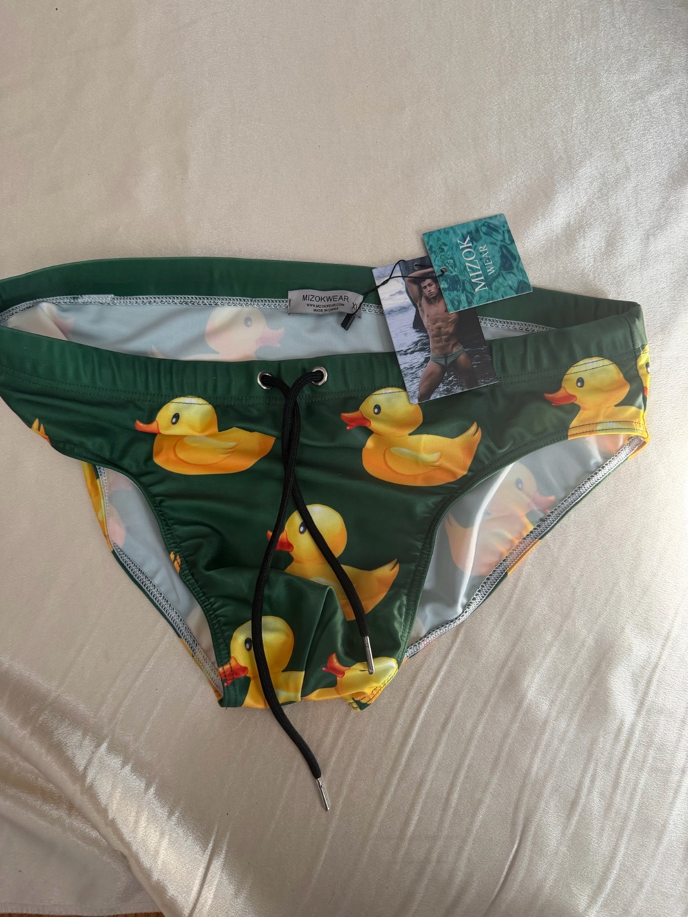 Mizok Wear Men's Rubber Duck Print Swim Brief Size XL NWT